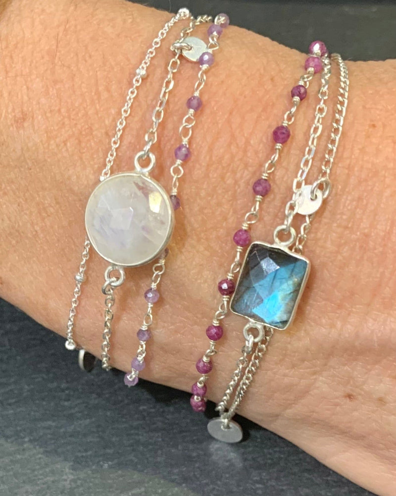 Bracelet LUNA - Multichaine en Argent 925 & Pierre de Lune 