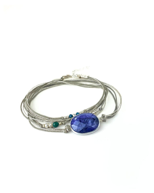 Bracelet multi-tours argent | Collection Renaissance pierres naturelles Saphir
