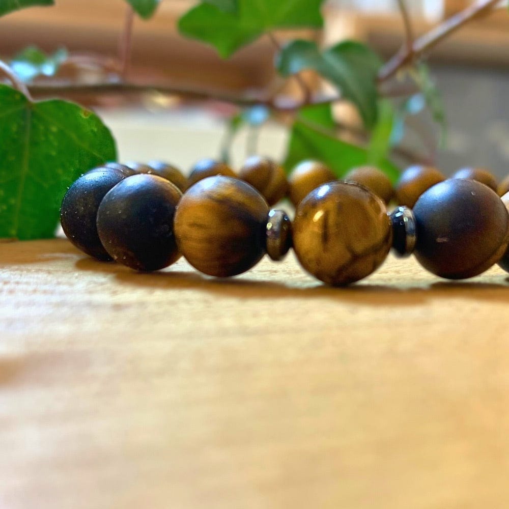 Bracelet œil de tigre et hématite homme – Élégance & force virile