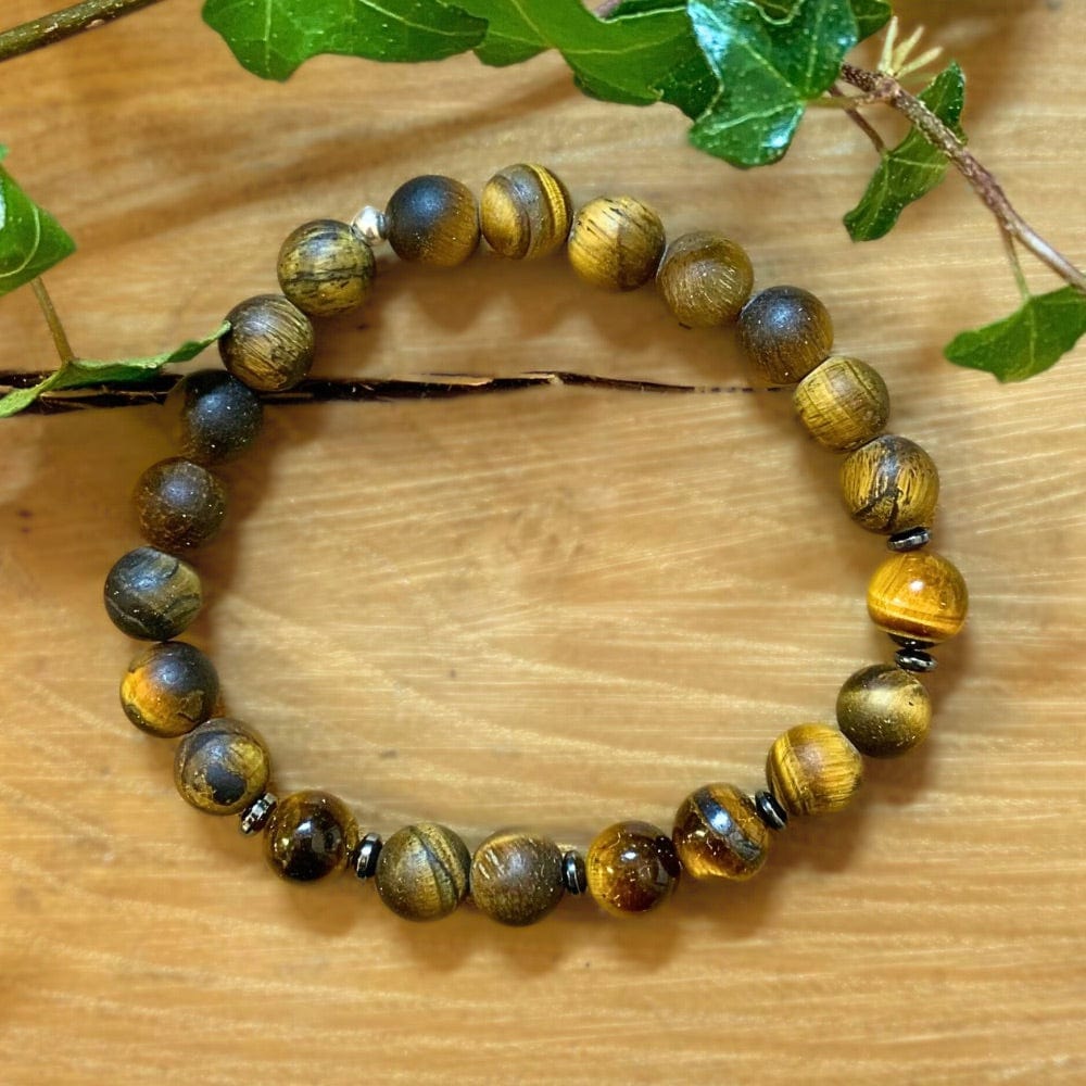 Bracelet œil de tigre et hématite homme – Élégance & force virile