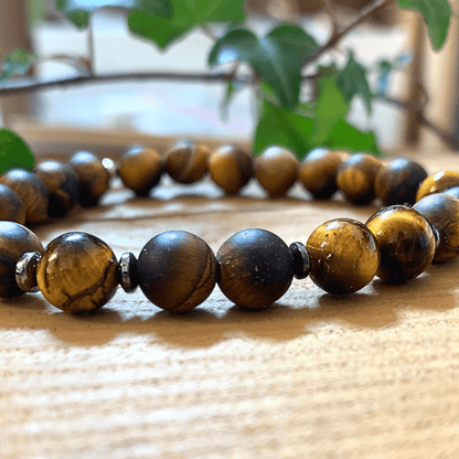 Bracelet œil de tigre et hématite homme – Élégance & force virile