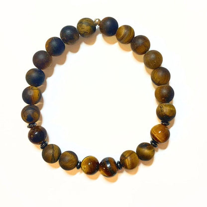 Bracelet œil de tigre et hématite homme – Élégance & force virile