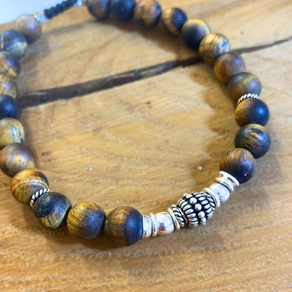 Bracelet Oeil de Tigre mat et Argent 925 - Protection et Élégance