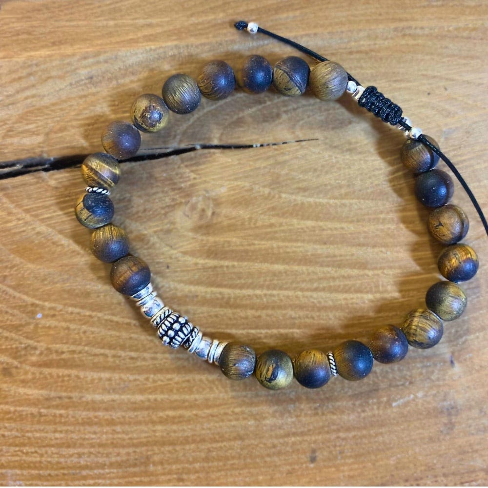 Bracelet Oeil de Tigre mat et Argent 925 - Protection et Élégance