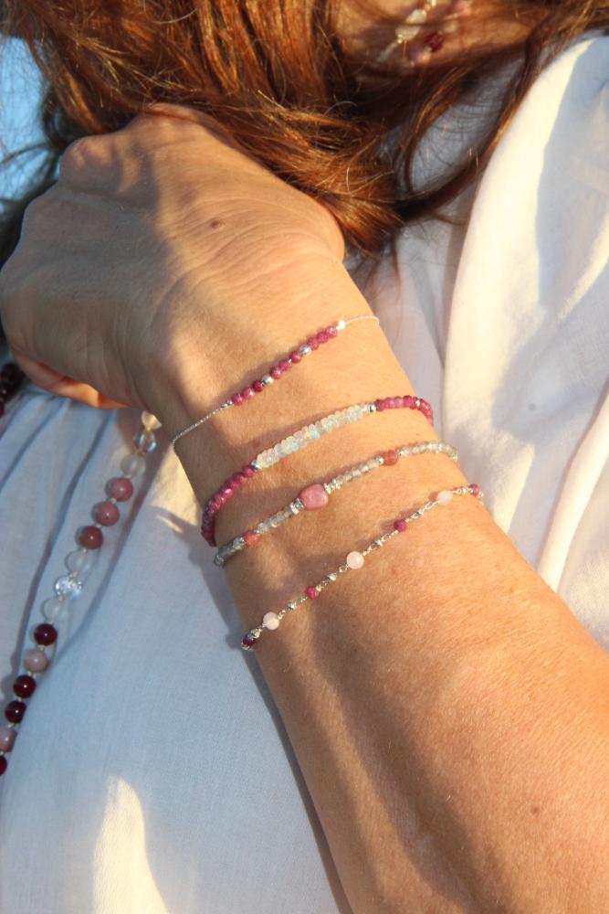 Bracelet Rosa, Argent 925 avec Tourmaline Rose & Labradorite | Équilibre & Protection, Byartmexbijoux