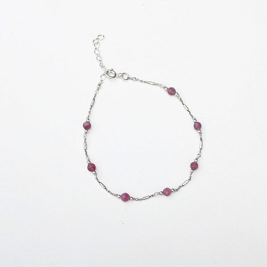 Bracelet Rosy, en argent 925 et Tourmaline - Byartmexbijoux