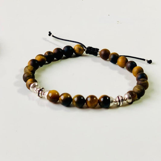 Brcaelet Noah - Oeil de Tigre et Obsidienne - Ancrage et Protection