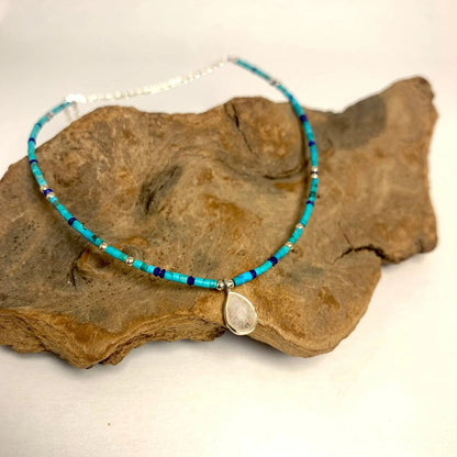 Collier Arizona - Argent 925, Turquoise, Lapis Lazuli et Pierre de Lune