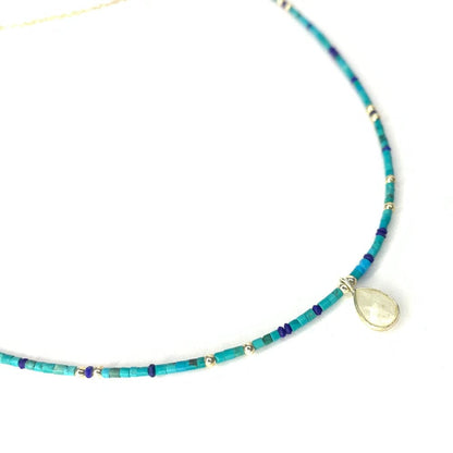 Collier Arizona - Argent 925, Turquoise, Lapis Lazuli et Pierre de Lune