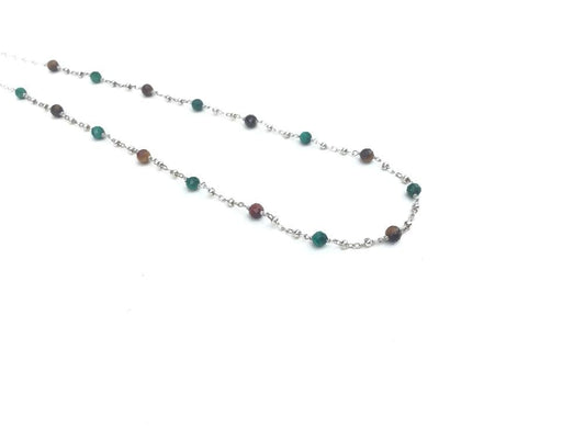 Collier Céleste en Argent 925 avec Malachite et Oeil de Tigre - Équilibre et Protection - Byartmexbijoux