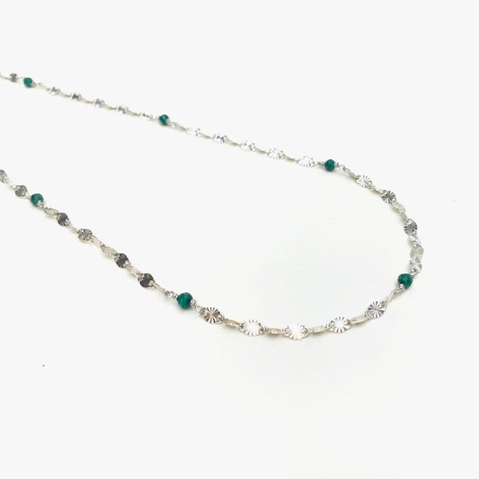 Collier en Argent 925 Maillon Soleil avec Malachite - Élégance et Harmonie - Byartmexbijoux