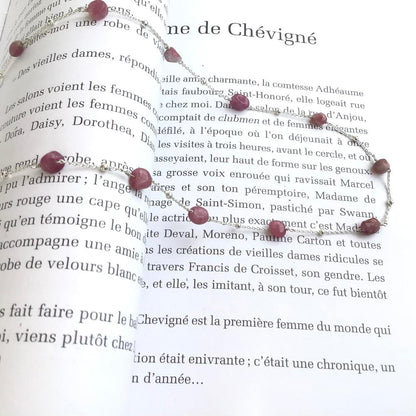 Collier en Chaîne en argent 925 et Tourmaline rose, pierres roulées irrégulières - Byartmexbijoux