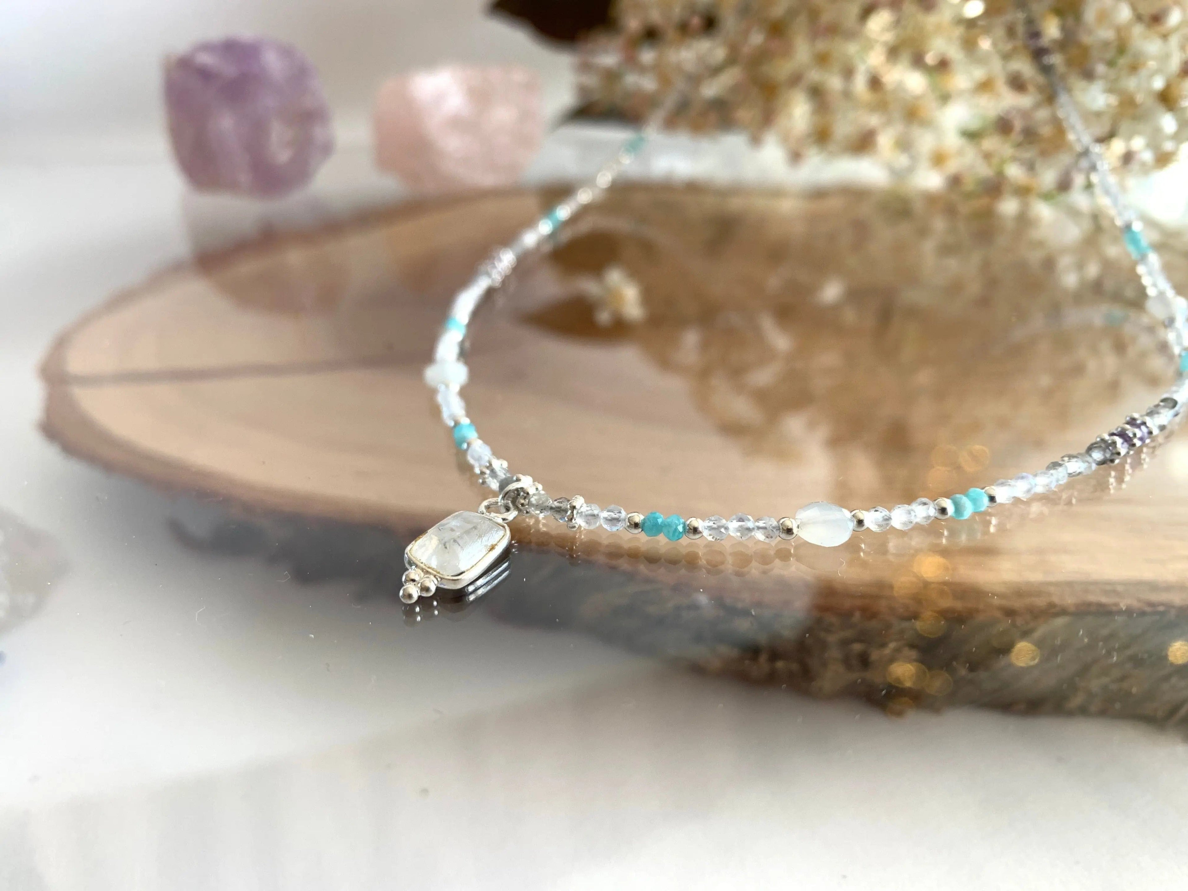 Collier en Pierre de Lune, Amazonite, Argent 925 - Intuition Harmonie - 