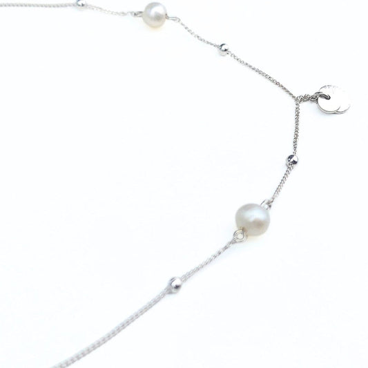 Collier perles d'eau douce Galatée - Chaine perlée argent 925 fait main