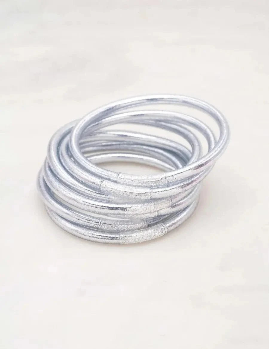 Joncs bouddhistes épais argentés - Byartmexbijoux