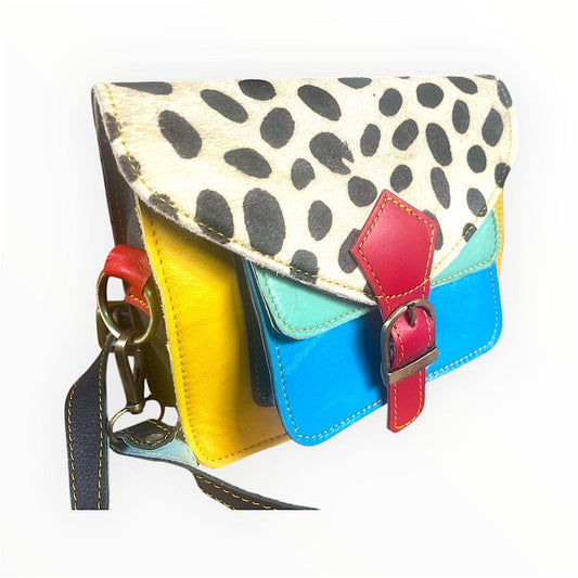 Mini sac à main femme - Cuir Recyclé Multicolore - Bombay  Jaune