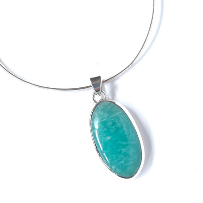 Pendentif en Amazonite et Argent 925 - Élégance Naturelle et Pureté - 