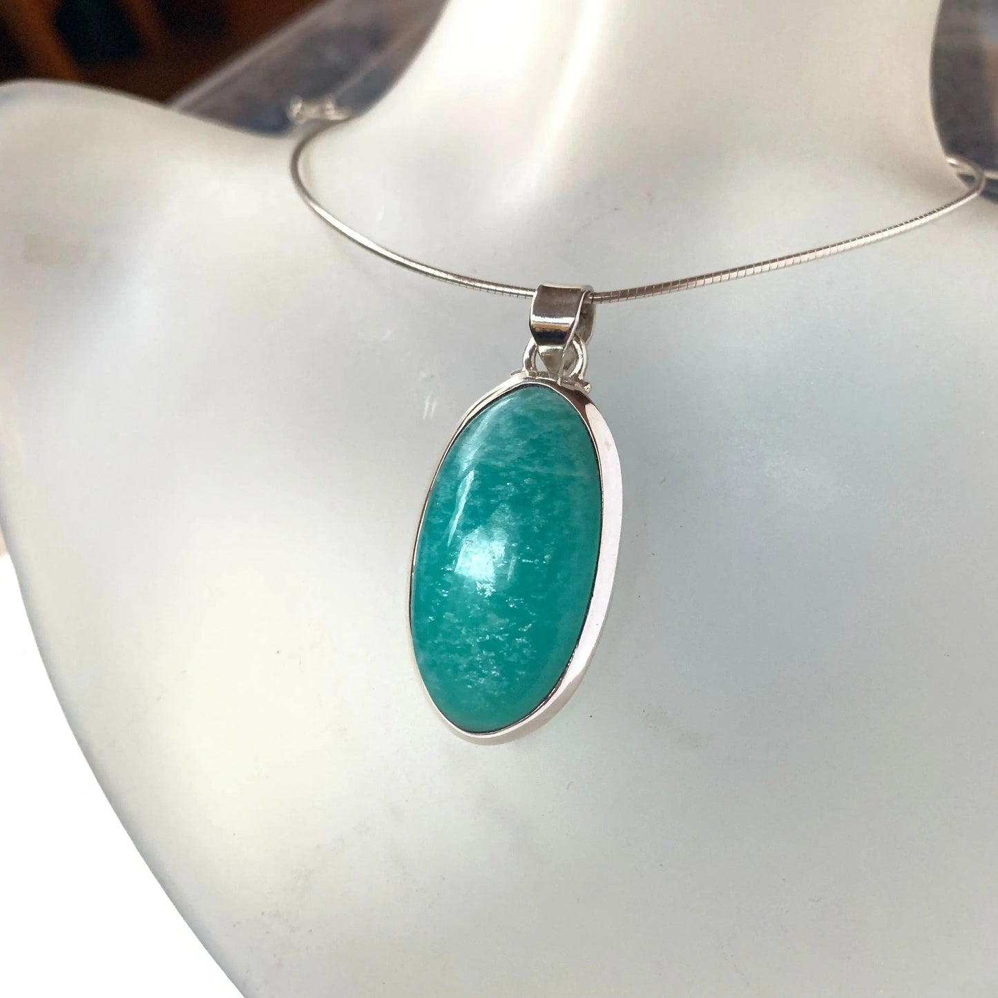 Pendentif en Amazonite et Argent 925 - Élégance Naturelle et Pureté - 