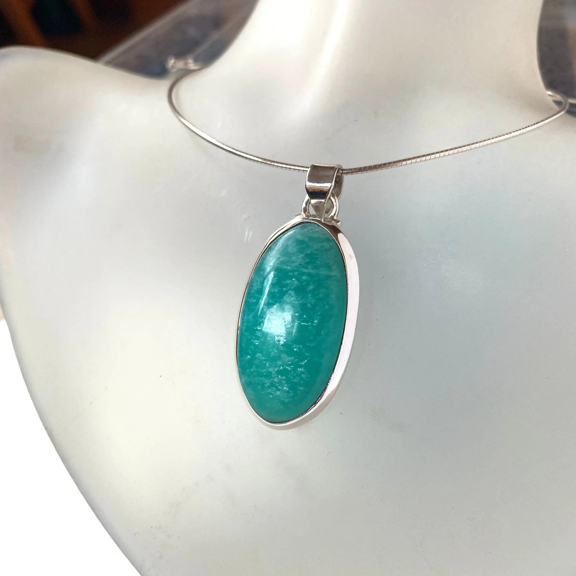 Pendentif en Amazonite et Argent 925 - Élégance Naturelle et Pureté - 