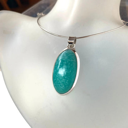 Pendentif en Amazonite et Argent 925 - Élégance Naturelle et Pureté - 