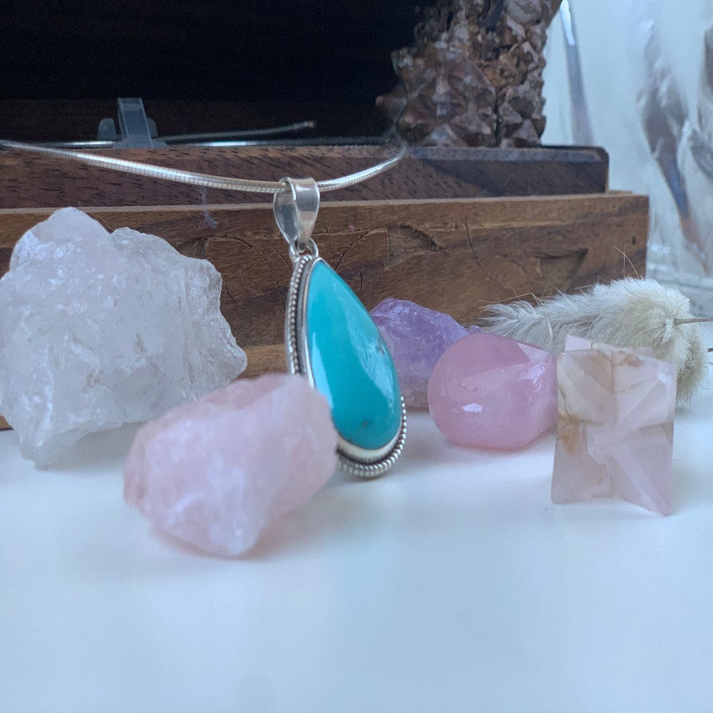 Pendentif en Turquoise d'Arizona et Argent 925 - Amaya - Protection - Bijou Amérindien
