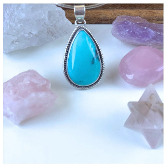 Pendentif en Turquoise d'Arizona et Argent 925 - Amaya - Protection - Bijou Amérindien