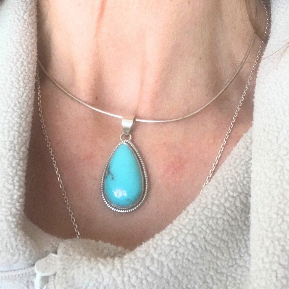 Pendentif en Turquoise d'Arizona et Argent 925 - Amaya - Protection - Bijou Amérindien