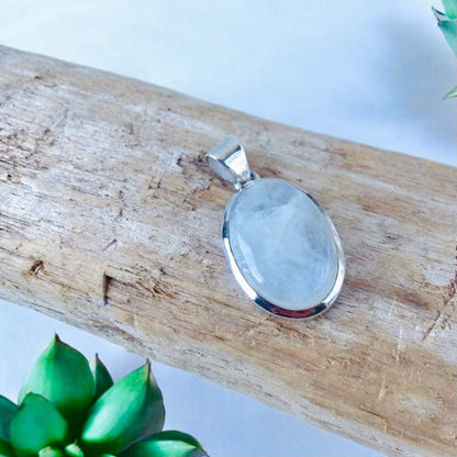 Pendentif Pierre de Lune - Argent 925 - Arc en Ciel -