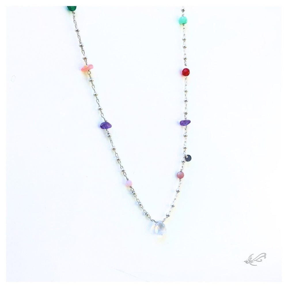 Sautoir 7 Chakras en Argent 925 – Pierre naturelles - Bijou énergétique