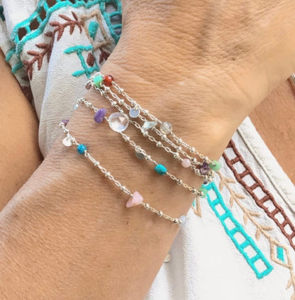 Sautoir en argent 925 et pierres naturelles - Le Nouméa