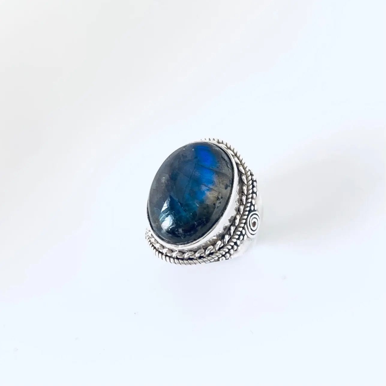 Stell - Bague en Labradorite Argent 925 - Protection et Élégance  56
